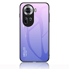 Coque Rebord Contour Silicone et Vitre Miroir Housse Etui Degrade Arc en Ciel LS1 pour Oppo Reno11 5G Violet Clair