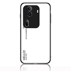 Coque Rebord Contour Silicone et Vitre Miroir Housse Etui Degrade Arc en Ciel LS1 pour Oppo Reno11 Pro 5G Blanc