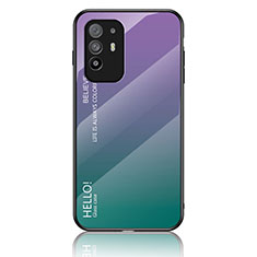 Coque Rebord Contour Silicone et Vitre Miroir Housse Etui Degrade Arc en Ciel LS1 pour Oppo Reno5 Z 5G Mixte