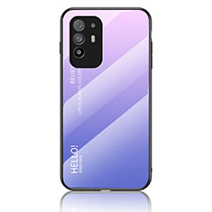 Coque Rebord Contour Silicone et Vitre Miroir Housse Etui Degrade Arc en Ciel LS1 pour Oppo Reno5 Z 5G Violet Clair