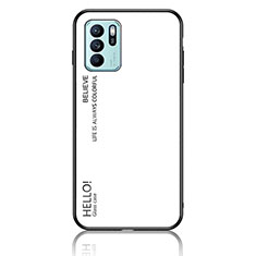 Coque Rebord Contour Silicone et Vitre Miroir Housse Etui Degrade Arc en Ciel LS1 pour Oppo Reno6 Z 5G Blanc