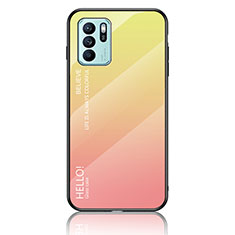 Coque Rebord Contour Silicone et Vitre Miroir Housse Etui Degrade Arc en Ciel LS1 pour Oppo Reno6 Z 5G Jaune