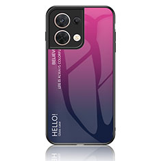 Coque Rebord Contour Silicone et Vitre Miroir Housse Etui Degrade Arc en Ciel LS1 pour Oppo Reno8 5G Rose Rouge