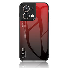 Coque Rebord Contour Silicone et Vitre Miroir Housse Etui Degrade Arc en Ciel LS1 pour Oppo Reno8 5G Rouge