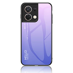 Coque Rebord Contour Silicone et Vitre Miroir Housse Etui Degrade Arc en Ciel LS1 pour Oppo Reno8 5G Violet Clair