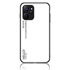 Coque Rebord Contour Silicone et Vitre Miroir Housse Etui Degrade Arc en Ciel LS1 pour Realme 10 5G Blanc