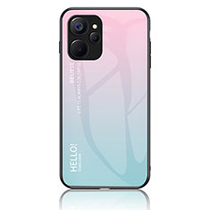 Coque Rebord Contour Silicone et Vitre Miroir Housse Etui Degrade Arc en Ciel LS1 pour Realme 10 5G Cyan