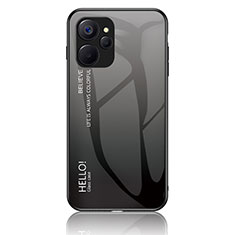 Coque Rebord Contour Silicone et Vitre Miroir Housse Etui Degrade Arc en Ciel LS1 pour Realme 10 5G Gris Fonce