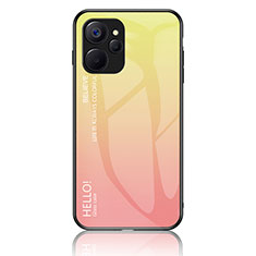 Coque Rebord Contour Silicone et Vitre Miroir Housse Etui Degrade Arc en Ciel LS1 pour Realme 10 5G Jaune