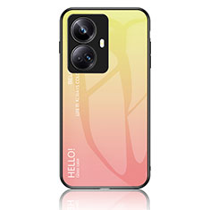 Coque Rebord Contour Silicone et Vitre Miroir Housse Etui Degrade Arc en Ciel LS1 pour Realme 10 Pro+ Plus 5G Jaune