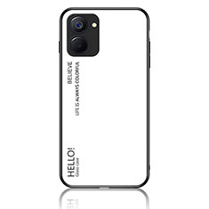 Coque Rebord Contour Silicone et Vitre Miroir Housse Etui Degrade Arc en Ciel LS1 pour Realme 10S 5G Blanc