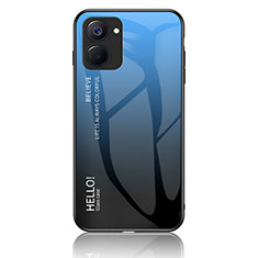 Coque Rebord Contour Silicone et Vitre Miroir Housse Etui Degrade Arc en Ciel LS1 pour Realme 10S 5G Bleu