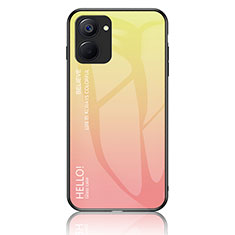 Coque Rebord Contour Silicone et Vitre Miroir Housse Etui Degrade Arc en Ciel LS1 pour Realme 10S 5G Jaune