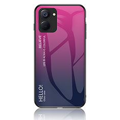 Coque Rebord Contour Silicone et Vitre Miroir Housse Etui Degrade Arc en Ciel LS1 pour Realme 10S 5G Rose Rouge