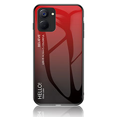 Coque Rebord Contour Silicone et Vitre Miroir Housse Etui Degrade Arc en Ciel LS1 pour Realme 10S 5G Rouge