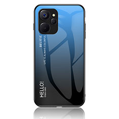 Coque Rebord Contour Silicone et Vitre Miroir Housse Etui Degrade Arc en Ciel LS1 pour Realme 10T 5G Bleu