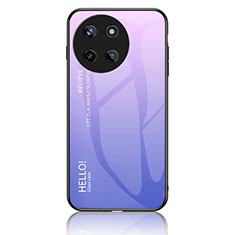 Coque Rebord Contour Silicone et Vitre Miroir Housse Etui Degrade Arc en Ciel LS1 pour Realme 11 4G Violet Clair