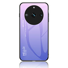 Coque Rebord Contour Silicone et Vitre Miroir Housse Etui Degrade Arc en Ciel LS1 pour Realme 11 Pro 5G Violet Clair