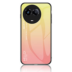 Coque Rebord Contour Silicone et Vitre Miroir Housse Etui Degrade Arc en Ciel LS1 pour Realme 11X 5G Jaune