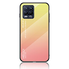 Coque Rebord Contour Silicone et Vitre Miroir Housse Etui Degrade Arc en Ciel LS1 pour Realme 8 4G Jaune