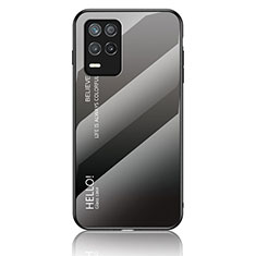 Coque Rebord Contour Silicone et Vitre Miroir Housse Etui Degrade Arc en Ciel LS1 pour Realme 8 5G Gris Fonce