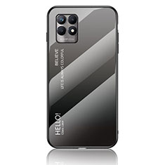 Coque Rebord Contour Silicone et Vitre Miroir Housse Etui Degrade Arc en Ciel LS1 pour Realme 8i Gris Fonce