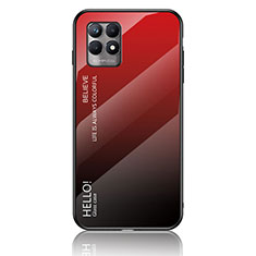 Coque Rebord Contour Silicone et Vitre Miroir Housse Etui Degrade Arc en Ciel LS1 pour Realme 8i Rouge