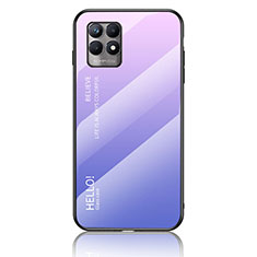 Coque Rebord Contour Silicone et Vitre Miroir Housse Etui Degrade Arc en Ciel LS1 pour Realme 8i Violet Clair