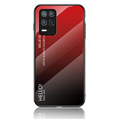 Coque Rebord Contour Silicone et Vitre Miroir Housse Etui Degrade Arc en Ciel LS1 pour Realme 8s 5G Rouge