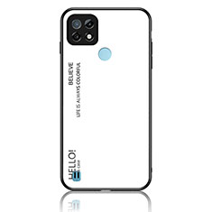 Coque Rebord Contour Silicone et Vitre Miroir Housse Etui Degrade Arc en Ciel LS1 pour Realme C21 Blanc