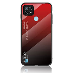 Coque Rebord Contour Silicone et Vitre Miroir Housse Etui Degrade Arc en Ciel LS1 pour Realme C21 Rouge