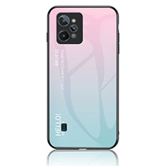 Coque Rebord Contour Silicone et Vitre Miroir Housse Etui Degrade Arc en Ciel LS1 pour Realme C31 Cyan