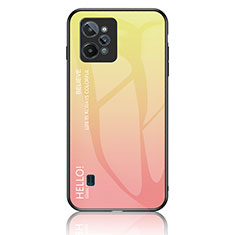 Coque Rebord Contour Silicone et Vitre Miroir Housse Etui Degrade Arc en Ciel LS1 pour Realme C31 Jaune