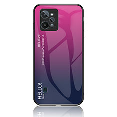 Coque Rebord Contour Silicone et Vitre Miroir Housse Etui Degrade Arc en Ciel LS1 pour Realme C31 Rose Rouge