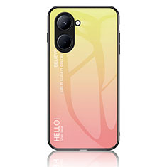 Coque Rebord Contour Silicone et Vitre Miroir Housse Etui Degrade Arc en Ciel LS1 pour Realme C33 (2023) Jaune