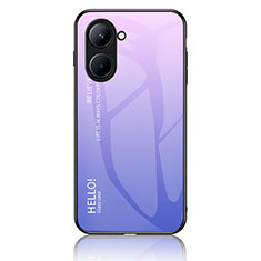 Coque Rebord Contour Silicone et Vitre Miroir Housse Etui Degrade Arc en Ciel LS1 pour Realme C33 (2023) Violet Clair