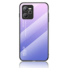 Coque Rebord Contour Silicone et Vitre Miroir Housse Etui Degrade Arc en Ciel LS1 pour Realme C35 Violet Clair