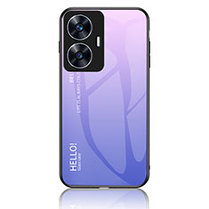 Coque Rebord Contour Silicone et Vitre Miroir Housse Etui Degrade Arc en Ciel LS1 pour Realme C55 Violet Clair