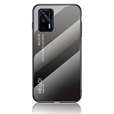 Coque Rebord Contour Silicone et Vitre Miroir Housse Etui Degrade Arc en Ciel LS1 pour Realme GT Neo 2T 5G Gris Fonce