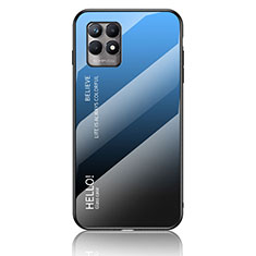 Coque Rebord Contour Silicone et Vitre Miroir Housse Etui Degrade Arc en Ciel LS1 pour Realme Narzo 50 4G Bleu