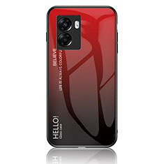 Coque Rebord Contour Silicone et Vitre Miroir Housse Etui Degrade Arc en Ciel LS1 pour Realme Narzo 50 5G Rouge