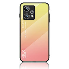 Coque Rebord Contour Silicone et Vitre Miroir Housse Etui Degrade Arc en Ciel LS1 pour Realme Narzo 50 Pro 5G Jaune