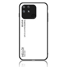 Coque Rebord Contour Silicone et Vitre Miroir Housse Etui Degrade Arc en Ciel LS1 pour Realme Narzo 50A Blanc