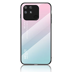 Coque Rebord Contour Silicone et Vitre Miroir Housse Etui Degrade Arc en Ciel LS1 pour Realme Narzo 50A Cyan