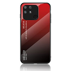 Coque Rebord Contour Silicone et Vitre Miroir Housse Etui Degrade Arc en Ciel LS1 pour Realme Narzo 50A Rouge