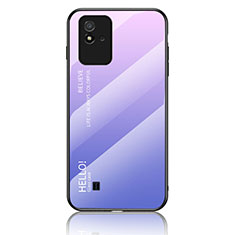 Coque Rebord Contour Silicone et Vitre Miroir Housse Etui Degrade Arc en Ciel LS1 pour Realme Narzo 50i Violet Clair