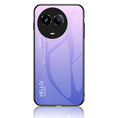 Coque Rebord Contour Silicone et Vitre Miroir Housse Etui Degrade Arc en Ciel LS1 pour Realme Narzo 60x 5G Violet Clair