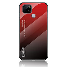 Coque Rebord Contour Silicone et Vitre Miroir Housse Etui Degrade Arc en Ciel LS1 pour Realme Q2i 5G Rouge