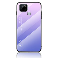 Coque Rebord Contour Silicone et Vitre Miroir Housse Etui Degrade Arc en Ciel LS1 pour Realme Q2i 5G Violet Clair