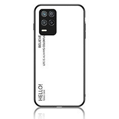 Coque Rebord Contour Silicone et Vitre Miroir Housse Etui Degrade Arc en Ciel LS1 pour Realme Q3 5G Blanc